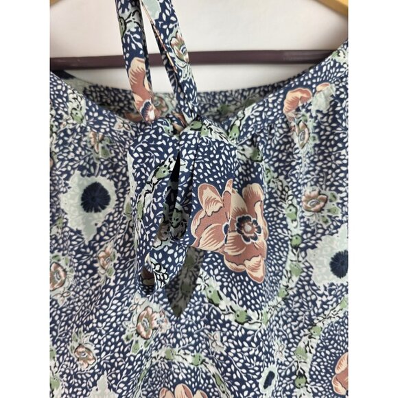 Loft Outlet Top Women's Size XL Blue Floral Bow Short Ruffle Sleeve Blouse Shirt - Picture 10 of 14